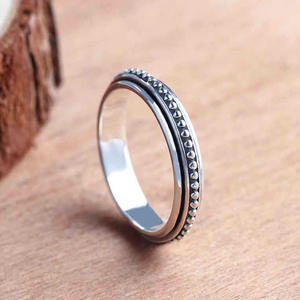 Anello nuziale classico in acciaio inossidabile con motivo a sfera, gioielli di moda unisex T0688 - Product Image 2