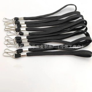 Black <b>Polyester</b> ID Badge Neck <b>Lanyard</b> With Metal Hook 20cm For Business Use - Product Image 2
