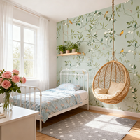 Papier peint mural moderne à motifs floraux et d'oiseaux pour chambre à coucher et salon, taille personnalisée, résistant à l'humidité