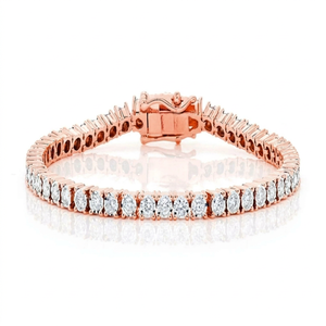 Rose Gold Plated Tennis <b>Bracelet</b> Women's Round Brilliant Cut Diamond Channel Setting Classic Style - Product Image 1