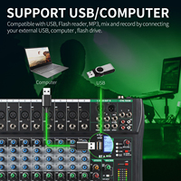 Mixer Audio profesional 8 saluran, desain baru USB 48V Phantom Power Stereo DJ Studio MP3 pencahayaan Video