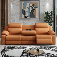 Ensemble de canapé intelligent multifonctionnel en cuir véritable de luxe personnalisé, moderne, pliable, avec table basculante en métal pour salon – Populaire