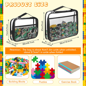 Papelera transparente Bliss con <span class=keywords><strong>caja</strong></span> de almacenamiento con cremallera Organizadores de juguetes ordenados y bolsas de almacenamiento Paquete de 2 tamaños y 4 - Product Image 2