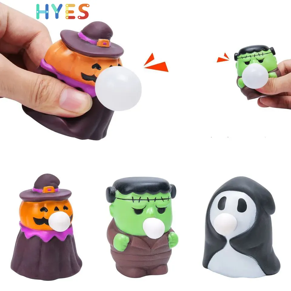 Huiye Halloween Anti Stress Relief Toys Blow Bubbles Animals Toys Lovely Halloween Vent Ball Sensory Fidget Toys For Kids Gifts