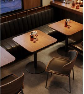 Mesa de Bar Redonda de Madera Maciza Comercial Moderna para Uso en Hoteles y Apartamentos, 4 Plazas - Product Image 2