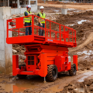 10m 12m eléctrico todo terreno ruedas tijeras ascensor móvil aéreo hombre elevador autopropulsado tijera plataforma elevadora - Product Image 2