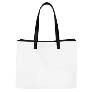 2026 New Popular Color Contrast Striped Handheld <b>Canvas</b> Leather Tote <b>Bag</b> with <b>Large</b> Capacity Single Shoulder shopping <b>Bag</b> - Product Image 4