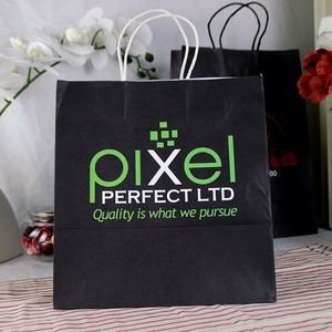 Sac en papier personnalisé avec poignées, recyclé, pour la vente à emporter en restauration, type Euro Shopper, idéal pour Noël - Product Image 5