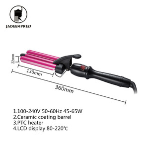 Fer à friser LCD électrique à usage domestique Nouveau <span class=keywords><strong>bigoudi</strong></span> grande vague en céramique à trois barils avec <span class=keywords><strong>bigoudi</strong></span> triple baril - Product Image 4
