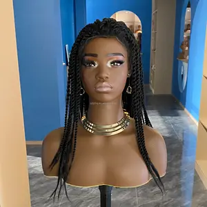 Afrikaanse Zwarte Vrouwelijke Mannequin Hoofd Met Schouder Europese Amerikaanse Realistische Vrouwelijke Hoofd Voor Pruik Display