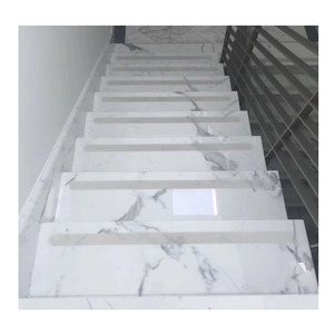 Popular <strong>White</strong> Marble Stairs <strong>Step</strong> &amp; <strong>Riser</strong> for Upstair Interior - Product Image 4