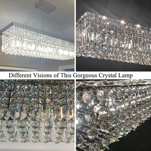 Lámpara Colgante Rectangular de Cristal Dorado, LED E26, 3500K, Blanco Cálido, Altura Ajustable 31.5in X 8.67in, Regulable, 5 Años de Garantía - Product Image 4