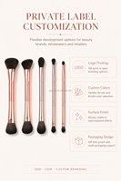 Kit de 5 pinceaux de maquillage professionnels multifonctions à double extrémité en or rose avec poils synthétiques doux pour le visage, les yeux, le rasage et les voyages