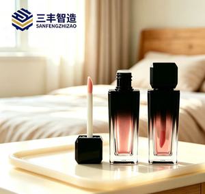 Square Acrylic Nail Polish Oil <b>Bottle</b> <b>With</b> Gradient Black Design Screw Cap Empty Cosmetic Packaging Tube - Product Image 1