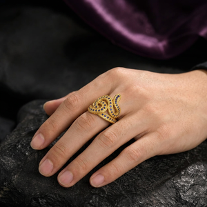 Bague Serpent Vintage en Argent Sterling 925 avec Zirconium Bleu, Plaqué Or 18K, Motif Filigrane Intriqué, Unisexe - Product Image 6