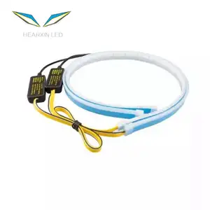 30cm 45cm 60cm bianco e ambra flessibile LED DRL striscia faro auto luce di marcia diurna bianco guida gialla indicatore di direzione