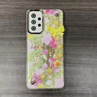 Pour Honor 400 X9C X8C X7C X6C Fleur TPU Couverture de Téléphone pour Samsung A32 A05 A06 S26 Simple Paillettes Téléphone Cas avec Chaîne Papillon