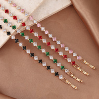 Nouveau bracelet en zircon coloré plaqué or pour femmes, bracelet à boucle pliante en zircon de luxe léger et haut de gamme