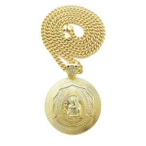 Collana con Ciondolo Hip Hop Iced <span class=keywords><strong>Santa</strong></span> <span class=keywords><strong>Barbara</strong></span> di Duyizhao, Placcata in Oro 14k, Ciondoli Rotondi Personalizzati, Gioielli all'Ingrosso - Product Image 1