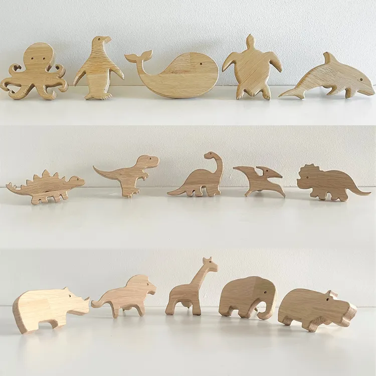 High quality oak wood animal shapes wall mounted coat hangers customized hanging nursery decorative hat hooks