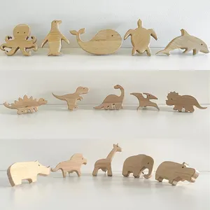 High quality oak wood animal shapes wall mounted coat hangers customized hanging nursery decorative hat hooks