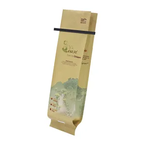 Custom Printed Kraft Paper Aluminum Foil Tin Tie Coffee Bean Packing Pouch/Side Gusset Coffee Packaging Bag with Valve