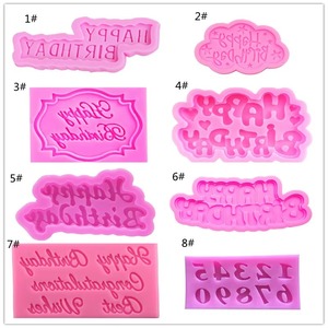 Moldes de Silicona de Feliz Cumpleaños, 8 Estilos de Letras y Números, Moldes para Fondant de Grado Alimenticio, Molde para Chocolate y Dulces para Decoración de Pasteles - Product Image 1