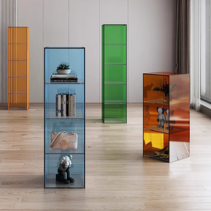 Estantería de Acrílico Personalizada de Lujo Ligero, Librería Roja de Varias Capas, de Piso a Techo, Vitrina Organizadora para Sala de Estar o Dormitorio - Product Image 2