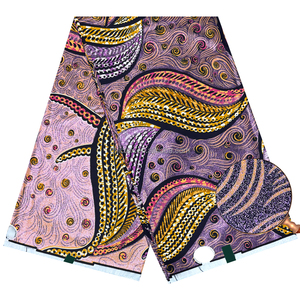 Dernier Cri Tissus 100% Coton Imprimés Ankara Grand <span class=keywords><strong>Pagne</strong></span> Africain Doré Scintillant Véritable Wax pour Robe Femme - Product Image 5