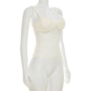 Viviblook C26TP194 Chaleco de Verano para Mujer, Nuevo, Color Sólido, Encaje Transparente, Diseño de Parches, Sexy, Top con Tirantes para Damas - Product Image 2