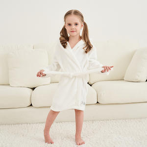 Pyjama en flanelle <span class=keywords><strong>de</strong></span> qualité pour enfants, robe <span class=keywords><strong>de</strong></span> nuit pour enfants, robe <span class=keywords><strong>de</strong></span> chambre unie pour petits garçons et filles avec capuche - Product Image 5