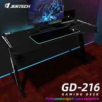 Bureau de jeu JERTECH GD-216 blanc personnalisé DDP Bureau de jeu rétro-éclairé pour ordinateur de bureau