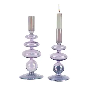 Produttore vendite dirette decorazione per la casa di vetro colorato portacandele per tavolo candela centrotavola di nozze