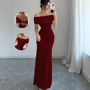 Lussuoso Abito Lungo Invernale in Cashmere con Spalle Scoperte, Vestito da Sera Attillato con Diamanti e Schiena Scoperta per Feste, Matrimoni, Cerimonie e Balli di Gala - Product Image 4