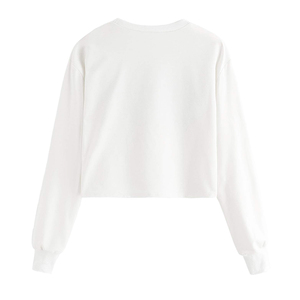 <strong>White</strong> Cotton Crop Top <strong>Sweatshirt</strong> for Women Custom logo Wholesale <strong>Cropped</strong> Top Hoodie French Terry <strong>Cropped</strong> Oversized <strong>Sweatshirt</strong> - Product Image 3