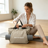 Sac de transport personnalisé pour tapis de yoga avec cordon de serrage, sac de Pilates en lin, porte-tapis de yoga Weydybag, sac fourre-tout de sport en gros avec poches pour femmes