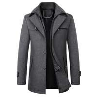 Manteau en laine chaud d'hiver pour homme, grande taille, col double, veste décontractée coupe-vent, vente en gros