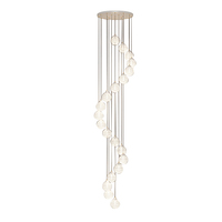 Villa duplex escalier en colimaçon lustre longue suspension luxe cristal led lustre