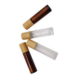 Customized Frosted <b>Amber</b> <b>Glass</b> Round Roll on <b>Bottle</b> 3ml 5ml 10ml 15ml 30ml 50ml Fake Bamboo Lid Skincare Essential Oil Perfume - Product Image 5