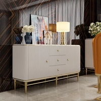 Buffet italien de luxe avec dessus en marbre, armoire en acier inoxydable pour salle à manger, meubles de maison
