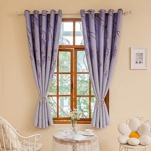 Tamaño personalizado decorar <span class=keywords><strong>puerta</strong></span> baño restaurante <span class=keywords><strong>cocina</strong></span> privacidad impreso flor violeta tela opaca <span class=keywords><strong>cortinas</strong></span> cortas <span class=keywords><strong>para</strong></span> <span class=keywords><strong>ventana</strong></span> - Product Image 2