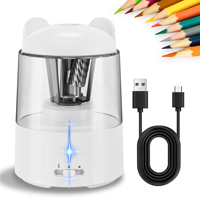 Taille-crayon électrique mignon rechargeable à un seul trou avec arrêt automatique, sûr pour les enfants, les artistes, les fournitures scolaires et de bureau