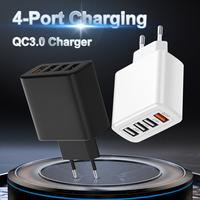 Adaptateur de charge rapide électrique multi-ports QC3.0 USB 4-en-1 avec prise EU/US/UK/AU pour téléphone portable, appareil photo, OEM/ODM