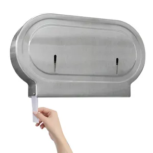 Dispenser tisu toilet gulungan ganda Jumbo dudukan dinding 304 "SS kualitas tinggi Dispenser kertas gulungan ganda 9"