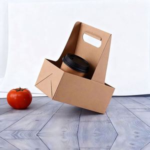 Caja de Bebidas Kraft OEM con Asa de Diseño Gratuito, Empaque de Papel para Bebidas para Llevar y Cafeterías - Product Image 2