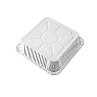 Lot de 500 moules à gâteau carrés jetables en aluminium 8x8, robustes, avec couvercles en plastique PET, conditionnés sous blister