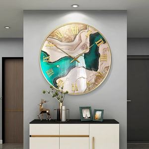 Horloge murale créative en porcelaine de cristal, peinture 3D en acrylique personnalisée pour l'entrée, la décoration de la maison, le salon et la salle à manger - Product Image 6