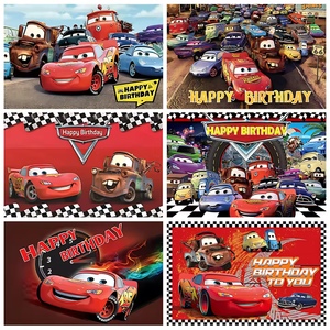 Cartoon-Rennwagen Geburtstagsbanner Hintergründe Jungen Babyparty Geburtstagsfeier Dekoration Fotografie-Hintergrund Fotostudio - Product Image 2