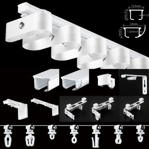 Rail de rideau en alliage d'aluminium à double rail, fixation au plafond, robuste, pour rideaux coulissants, ensemble de rails longs - Product Image 1