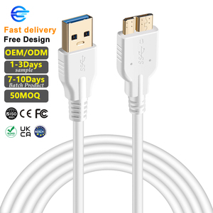 Cable USB 3.0 <span class=keywords><strong>Micro</strong></span> B de 3 Metros (10 Pies) con Transferencia de Datos de 5 Gbps para Disco Duro Externo, Cable USB 3.0 a <span class=keywords><strong>Micro</strong></span> B Dorado y Resistente, Color Blanco - Product Image 1